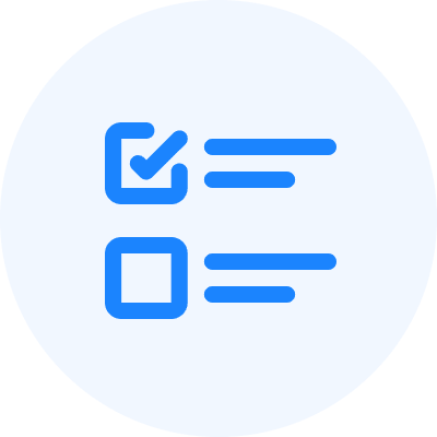 Checklist icon with one checked box and one empty box, representing multiple choice options.
