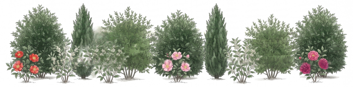 The Good-Neighbor Screen — planting plan for a 40 × 10 ft bed