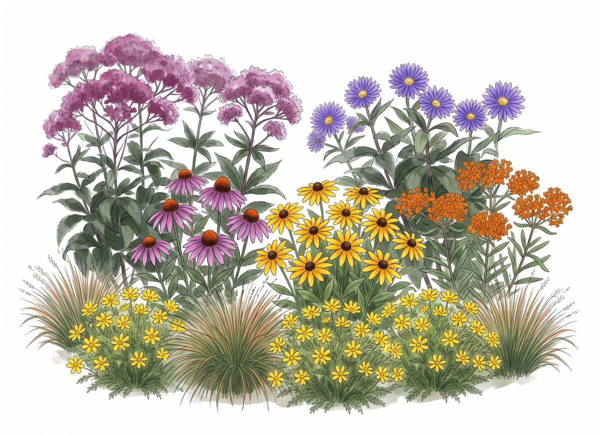 The Easy Pollinator Border — planting plan for a 10 × 6 ft bed