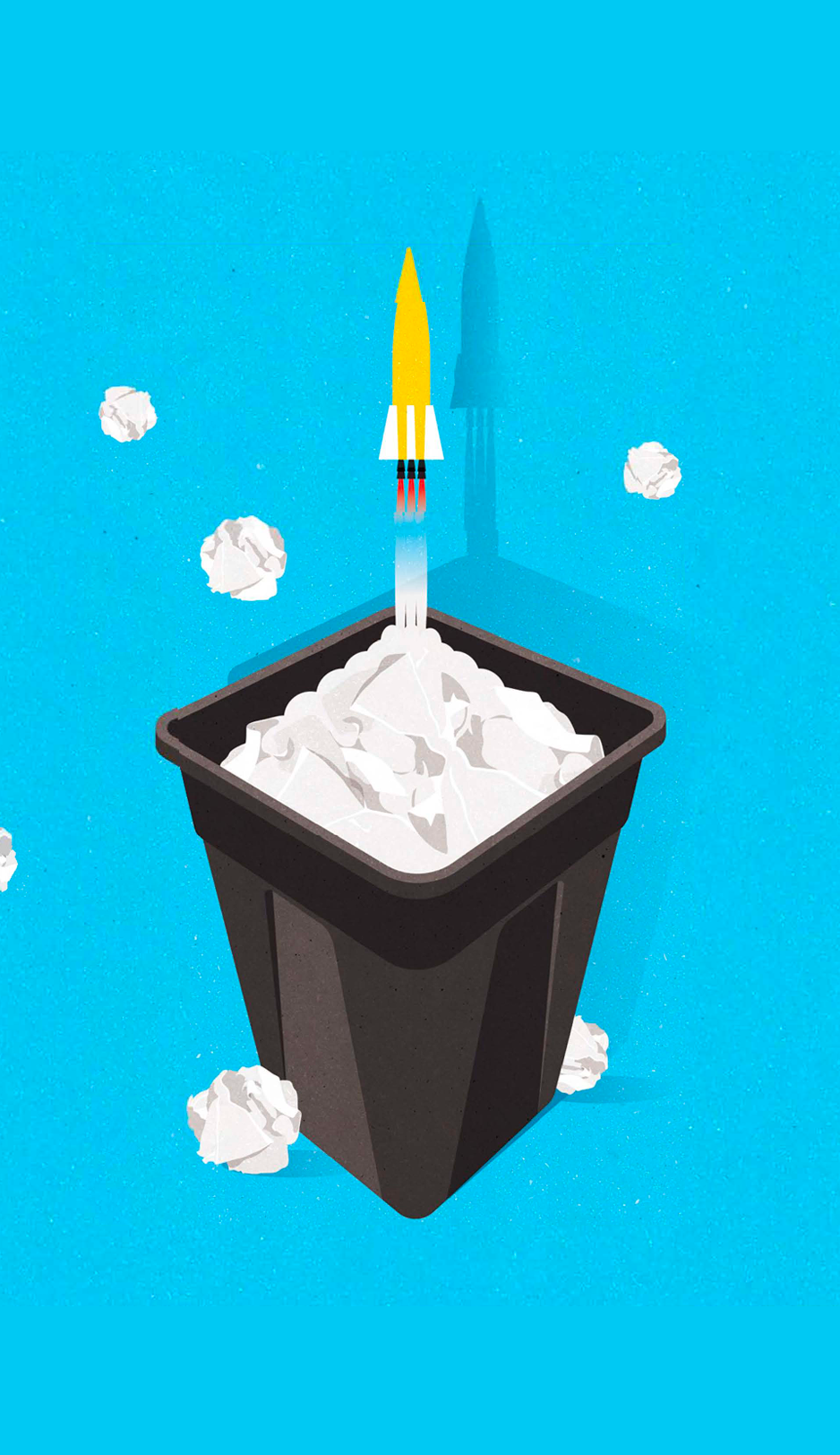 illustration of red and blue trash can