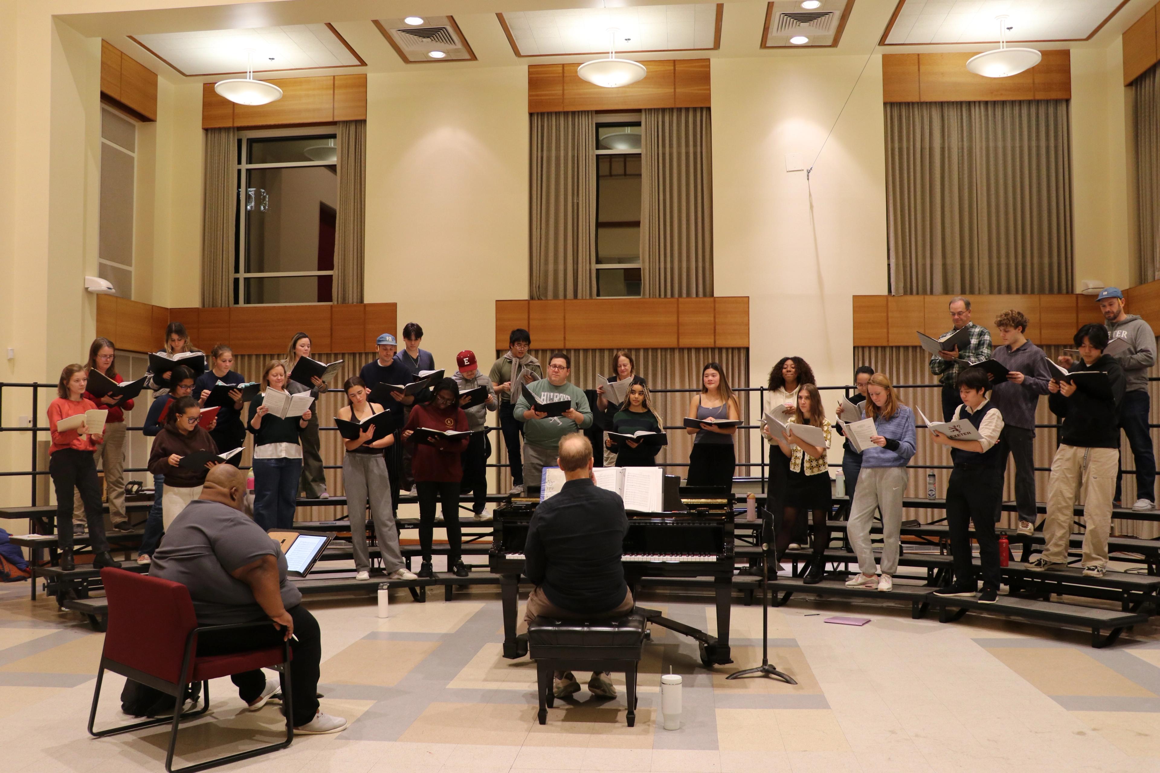 orchestra of students and adults singing