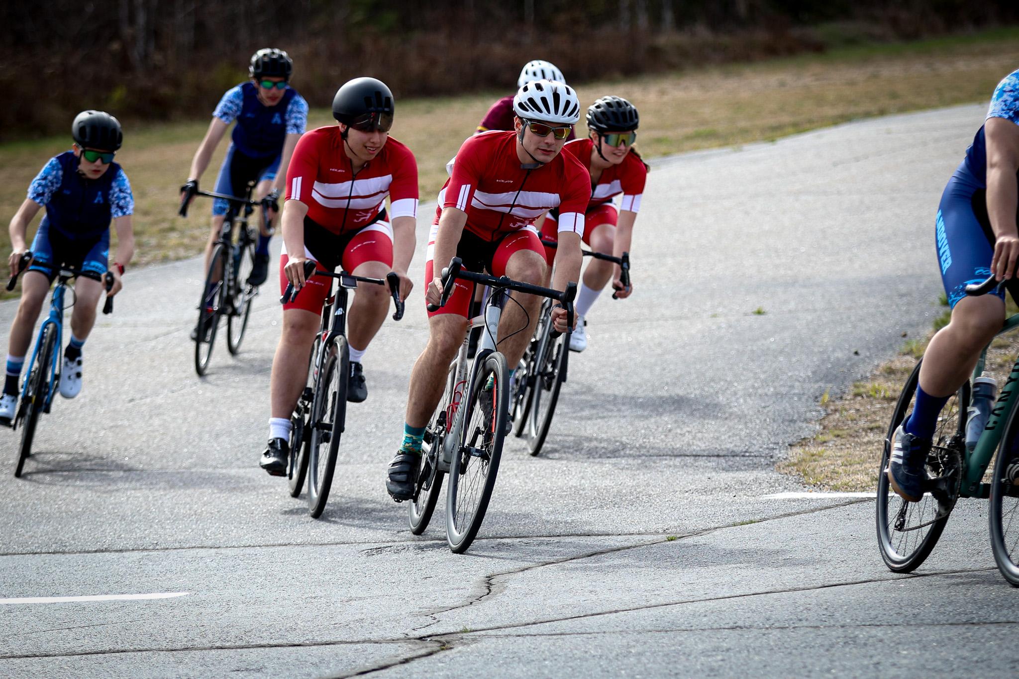 group of cyclists in road