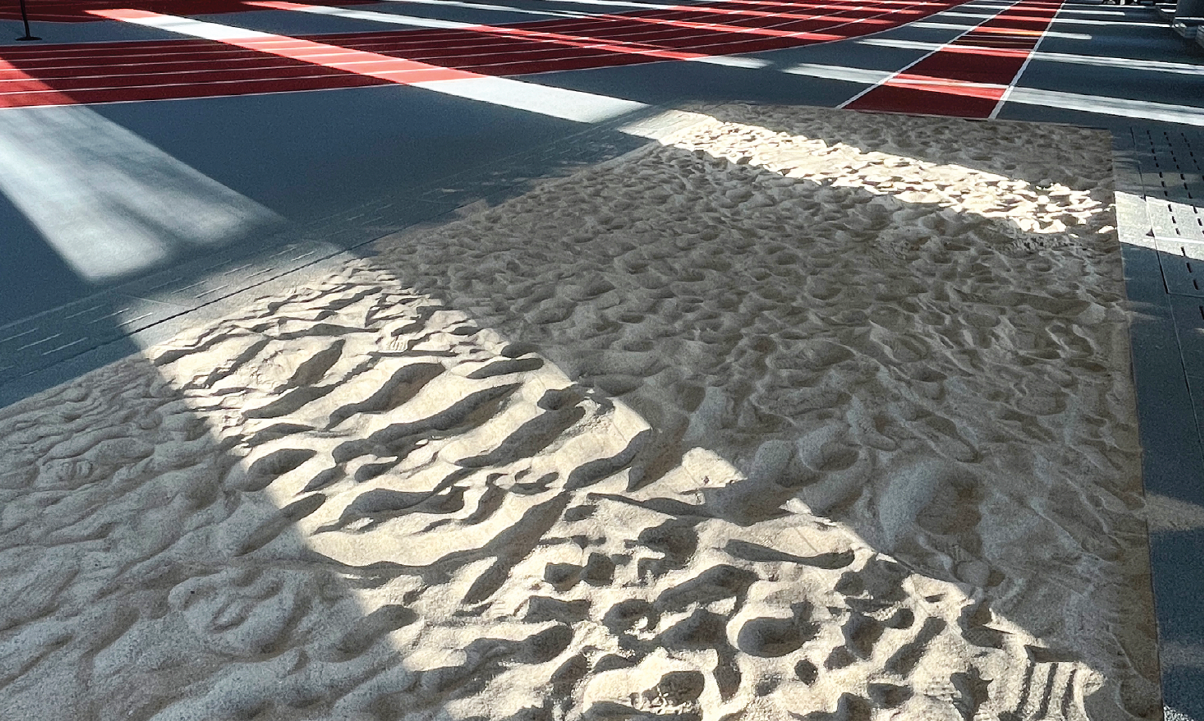 Track sand pit with light leak.