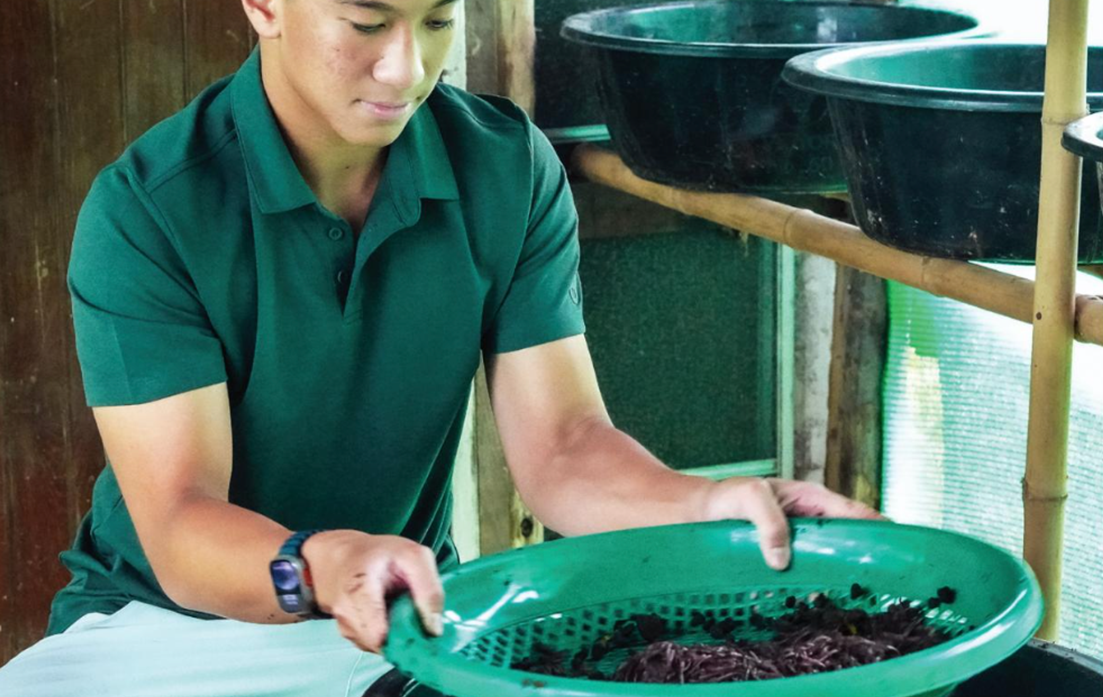 guy cleaning herbs