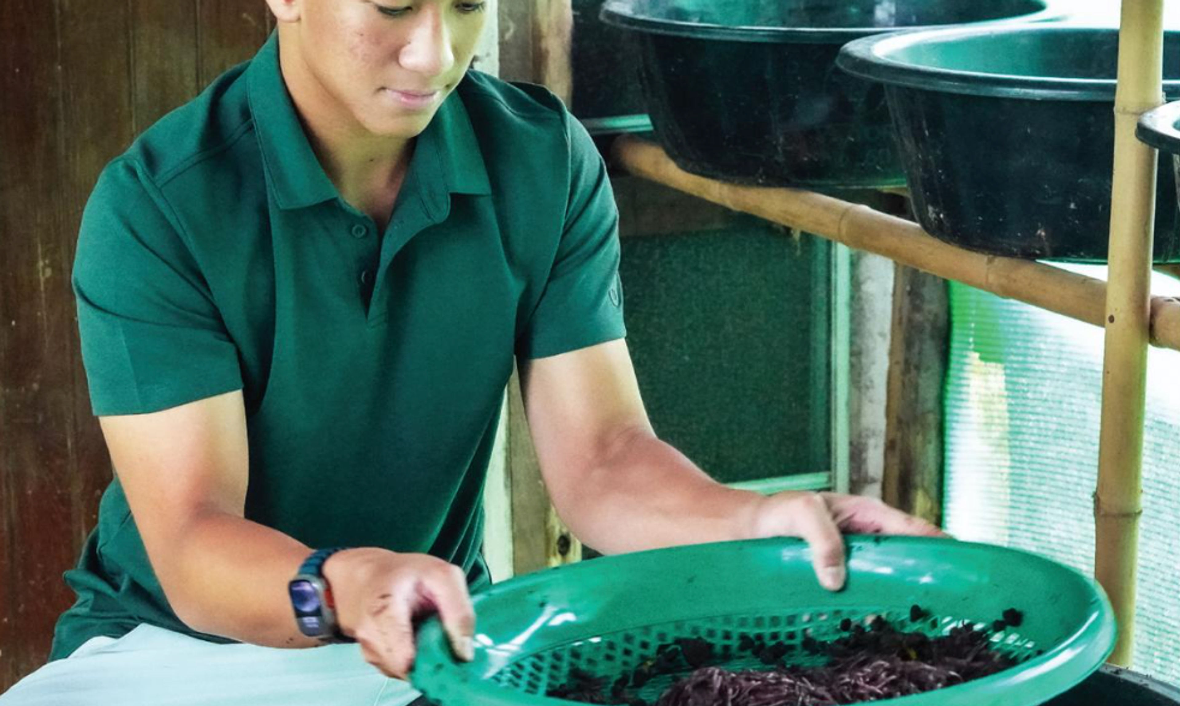 guy cleaning herbs