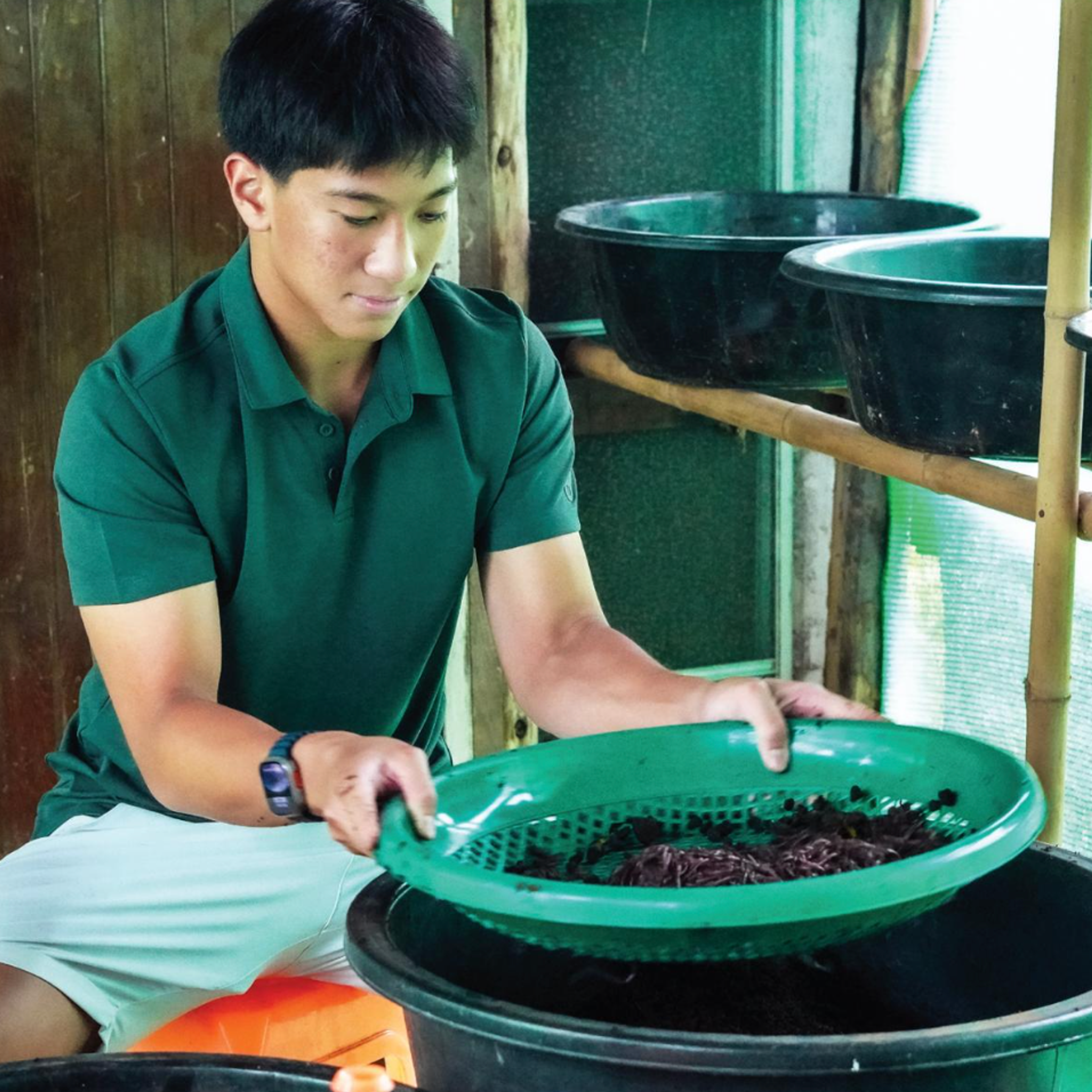 guy cleaning herbs