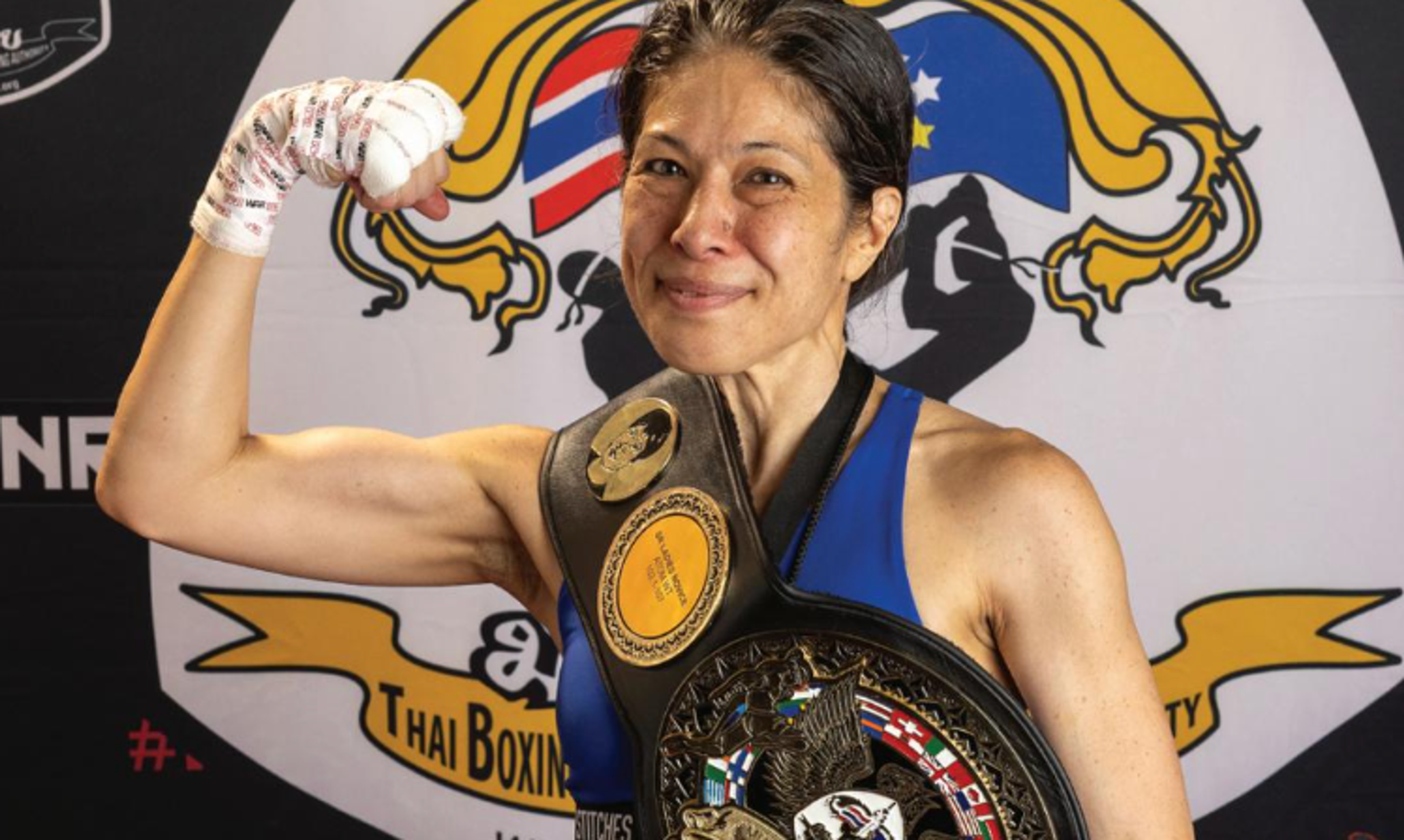 woman with boxing outfit and belt