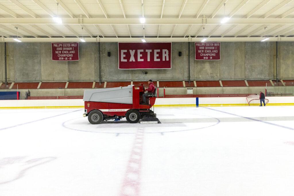 A Zamboni ice resurfacer in action
