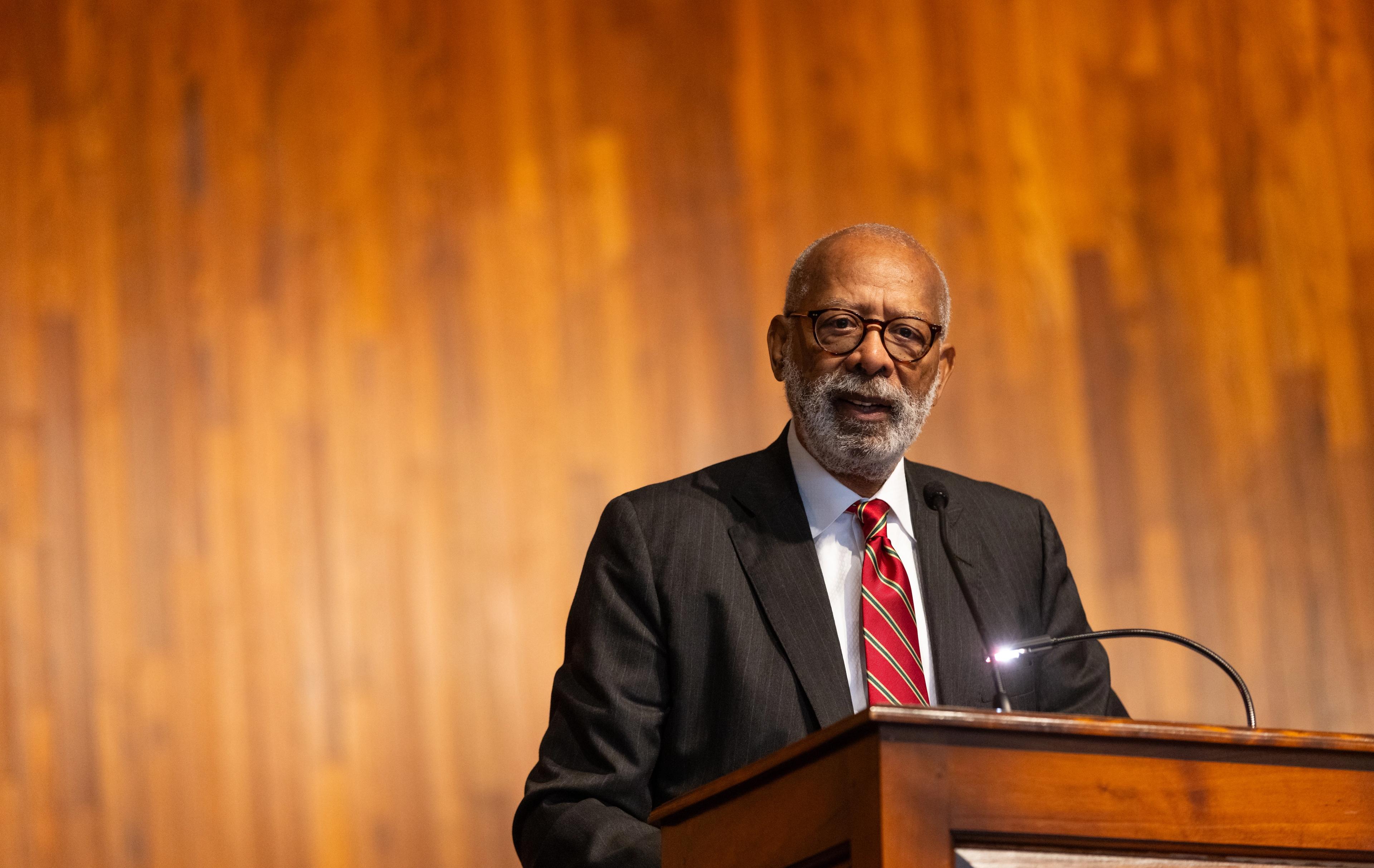 Man speaking at podium