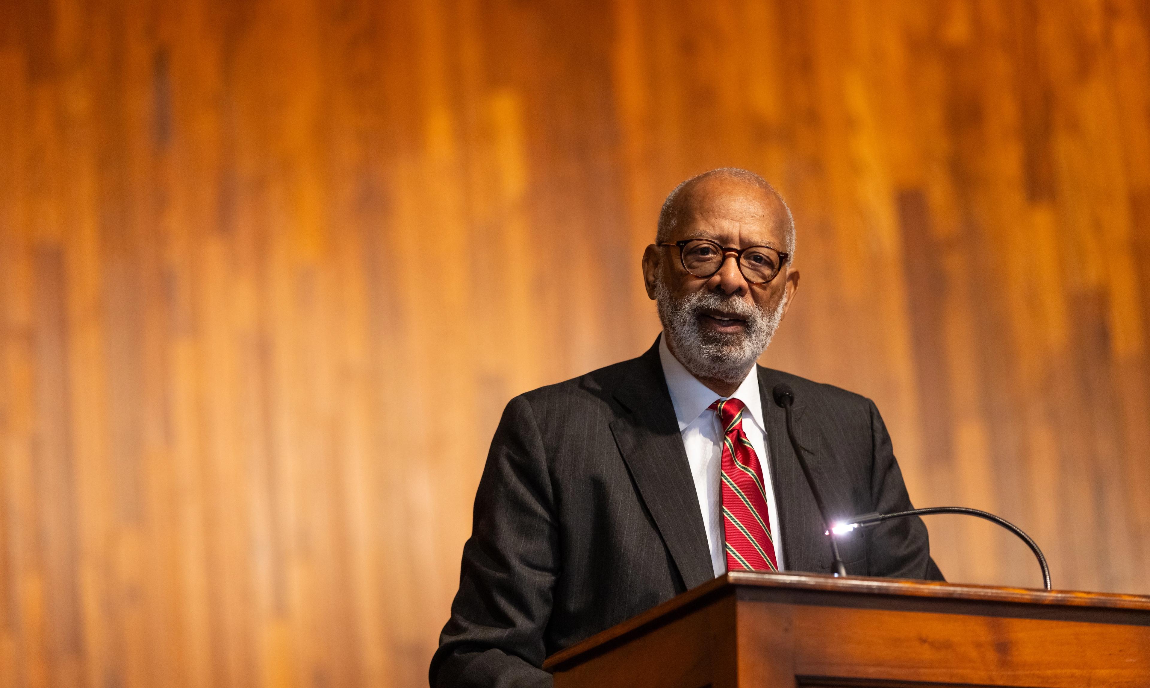Man speaking at podium