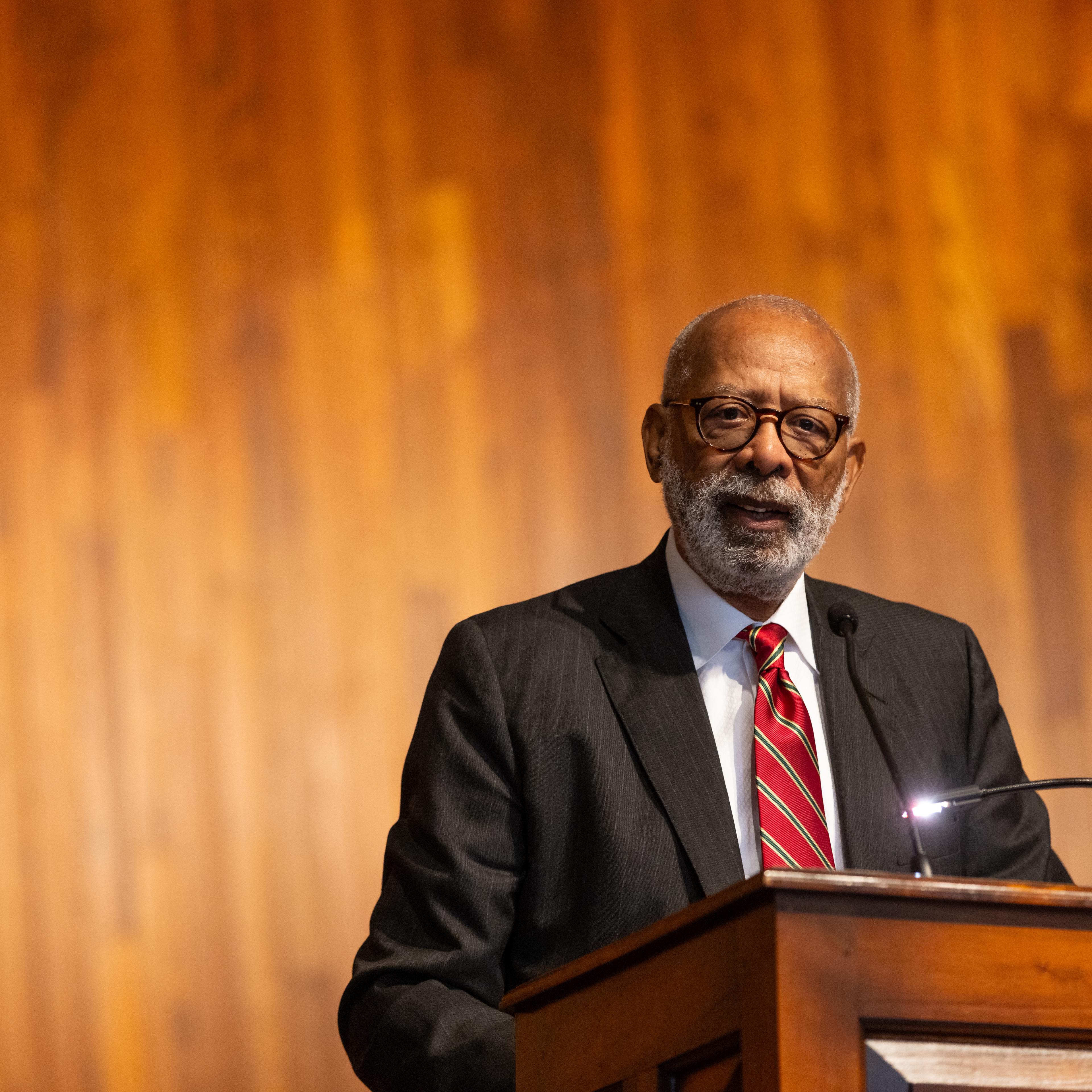 Man speaking at podium