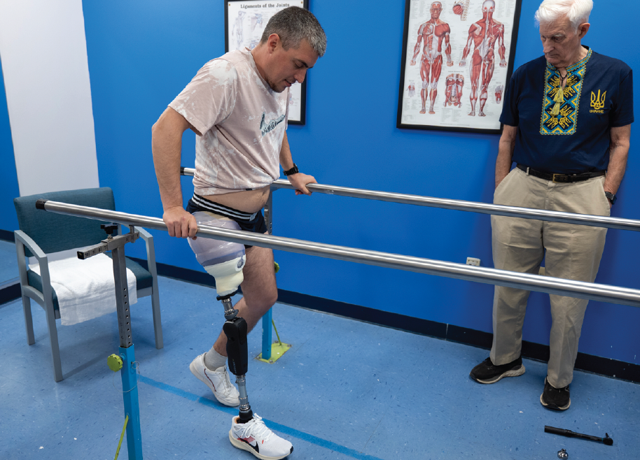 amputee trying to walk