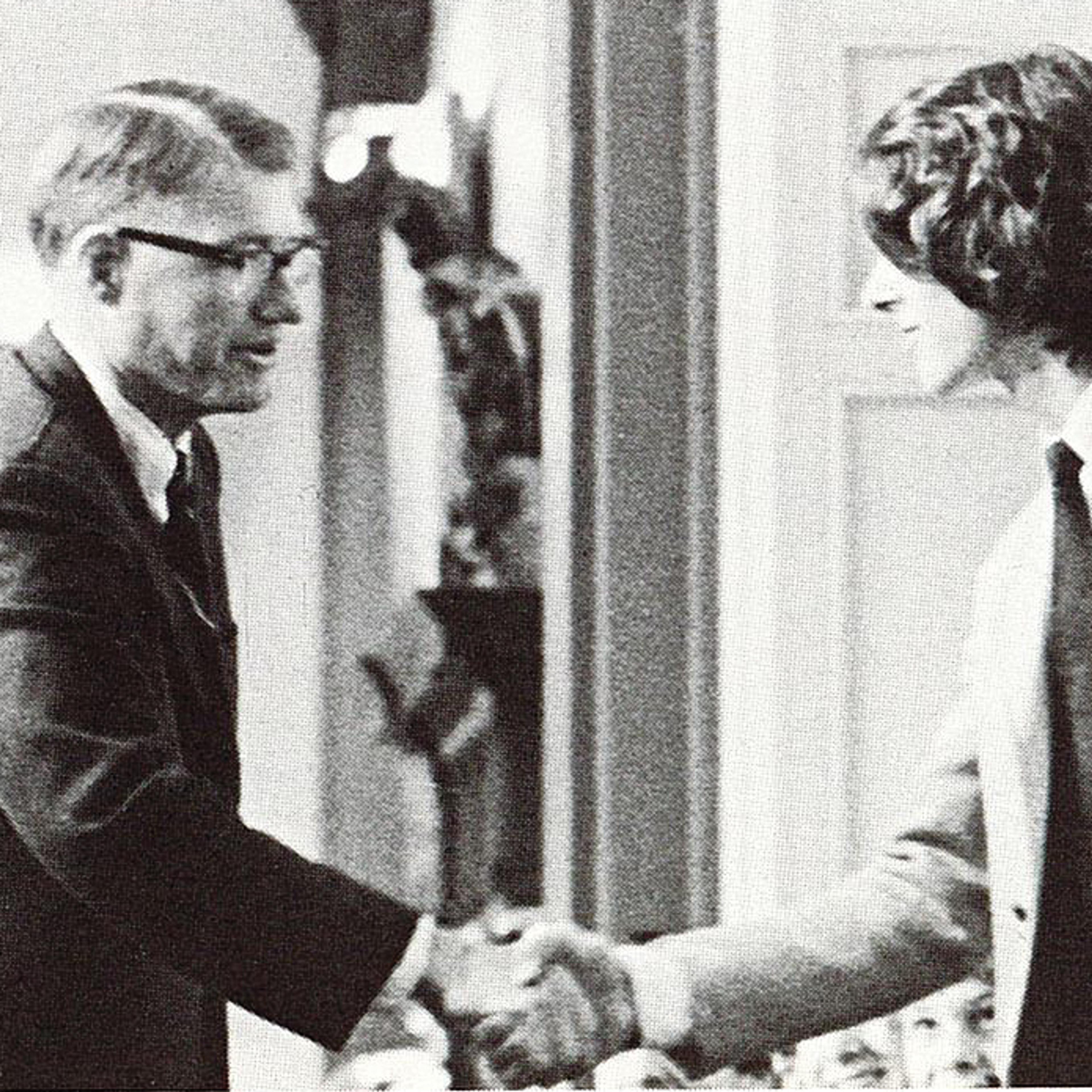 Student shaking hands at graduation in 1970