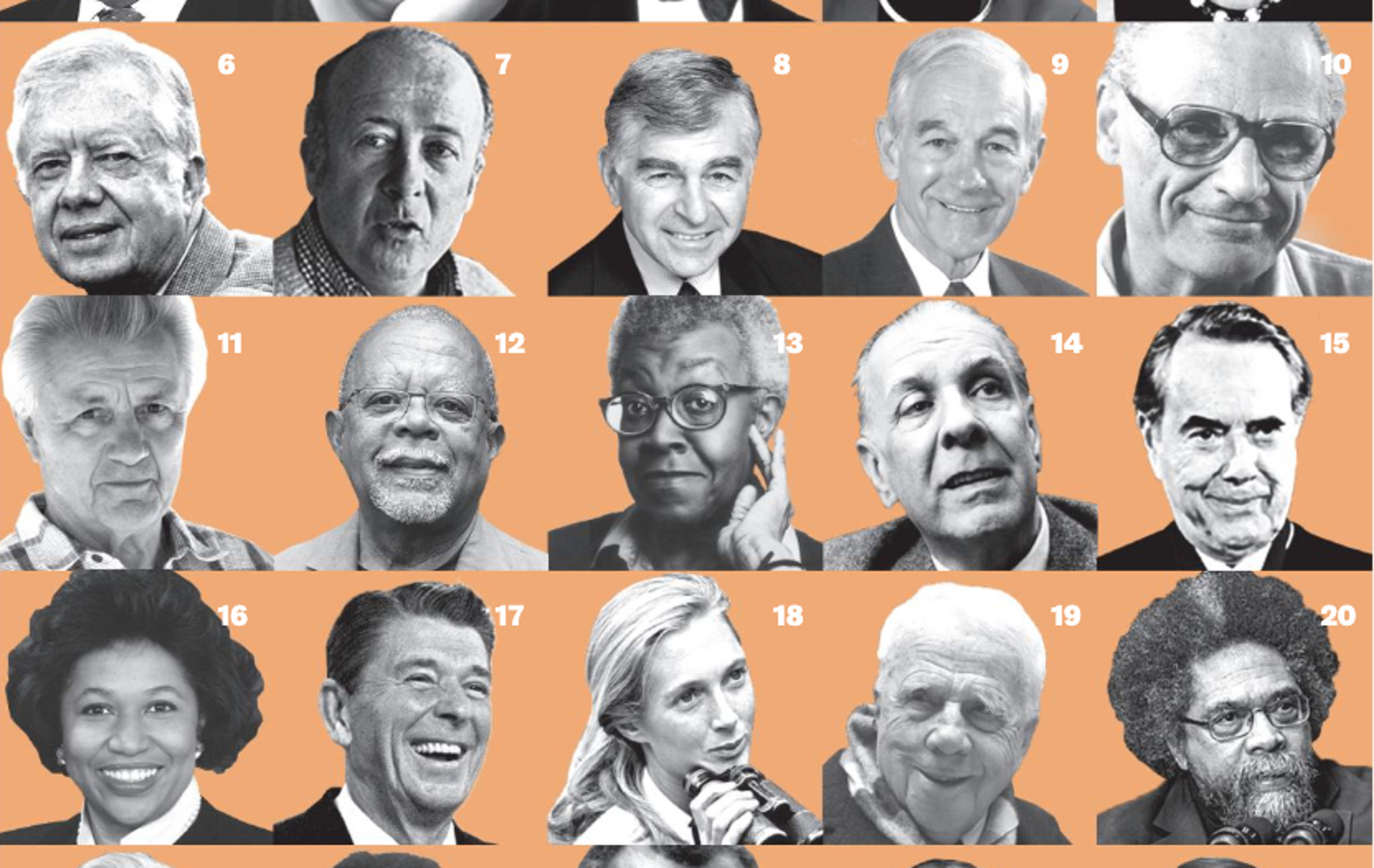 grid of people's faces in black and white