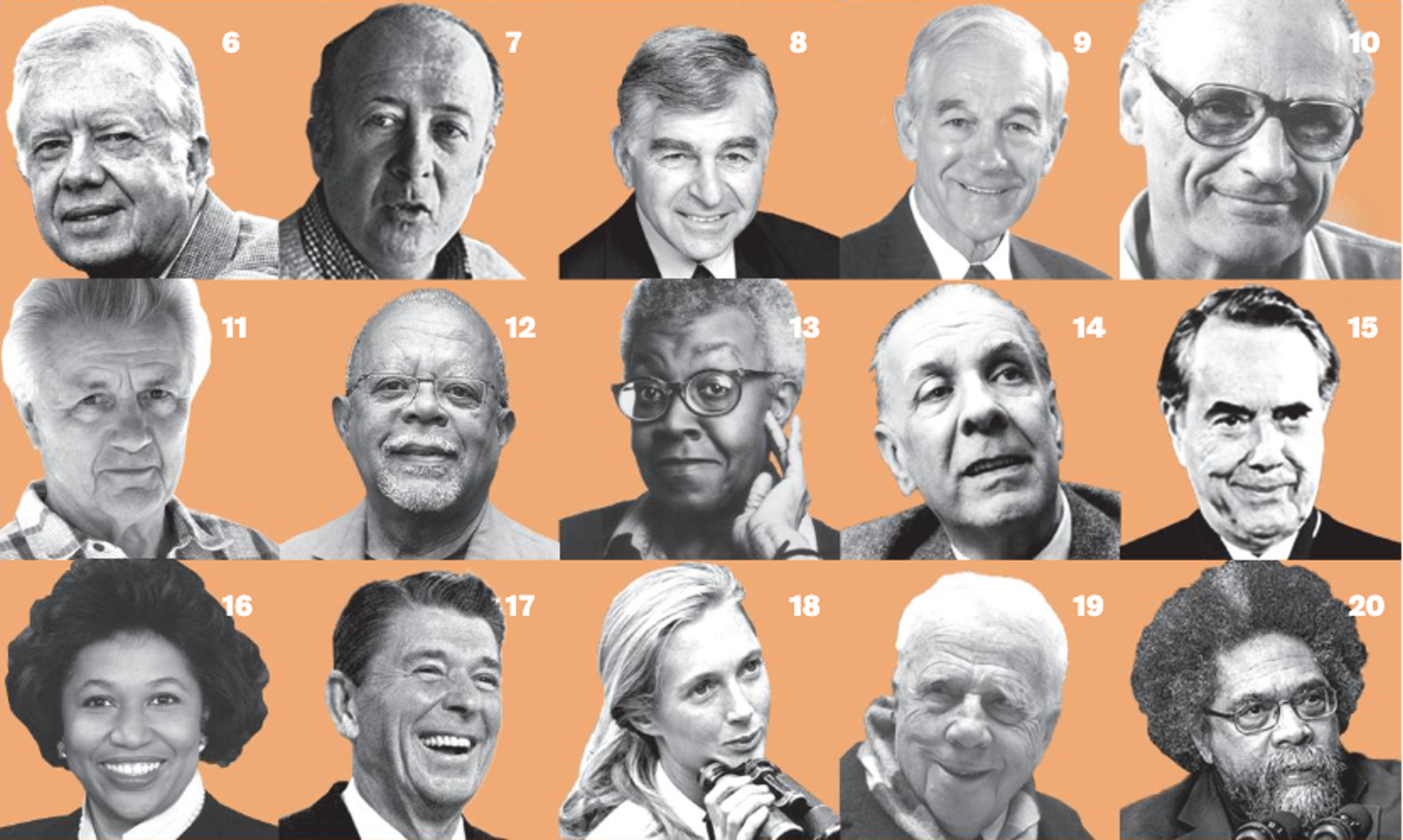 grid of people's faces in black and white