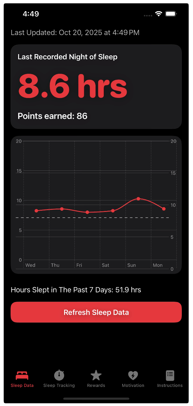 Screenshot of app