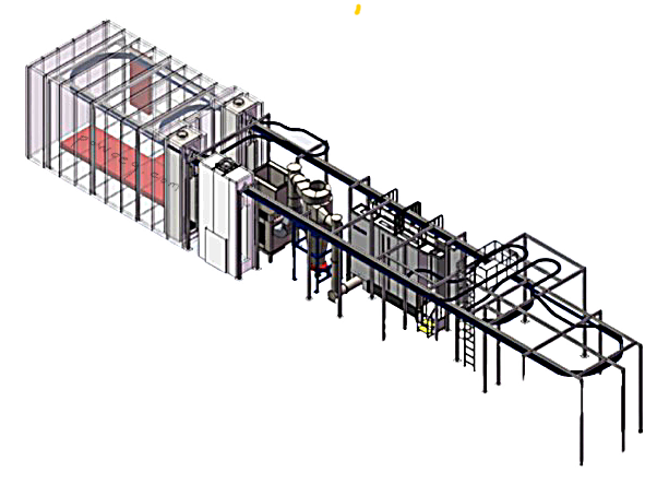 Vertical powder coating line installation — UAE aluminium facility