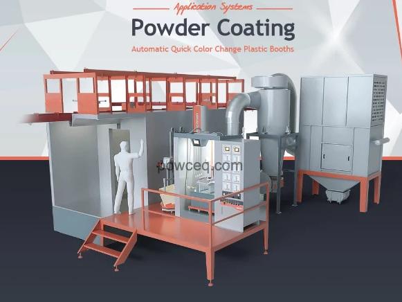 Automatic powder coating booth system