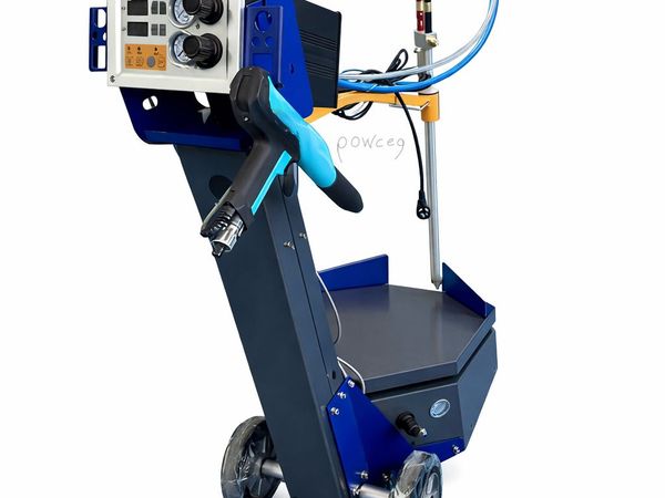 Complete powder coating system with digital control and vibrating fluidization table on pneumatic trolley