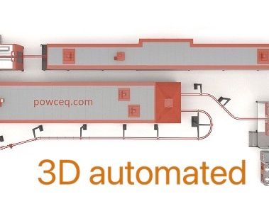Top-down layout of automated powder coating line — USA installation
