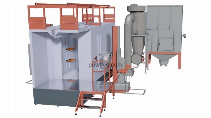 Fast color change powder coating booth