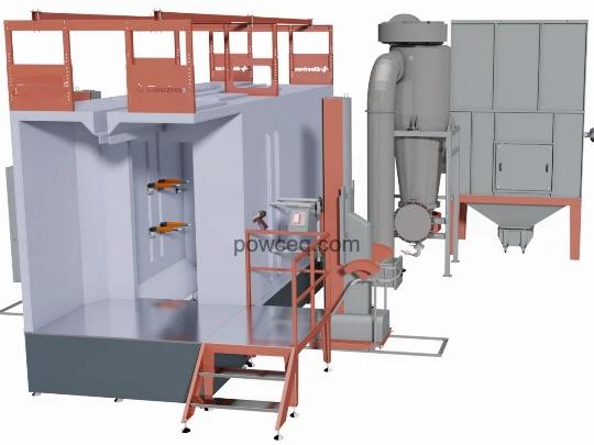 Fast color change powder coating booth