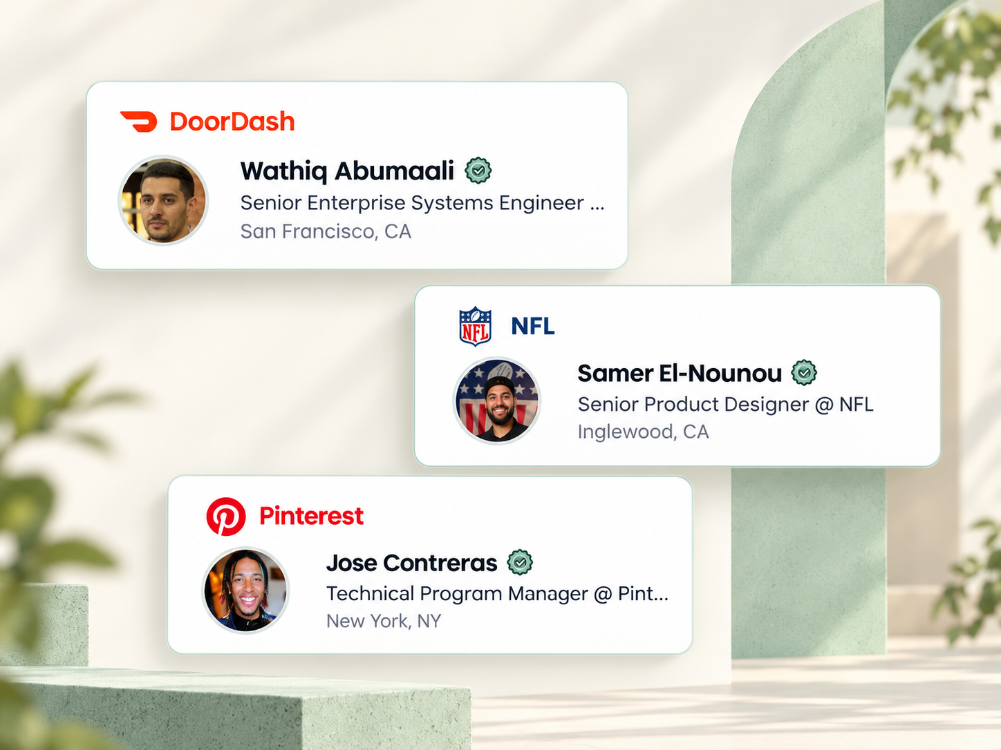 Palplug featured employee cards and company categories