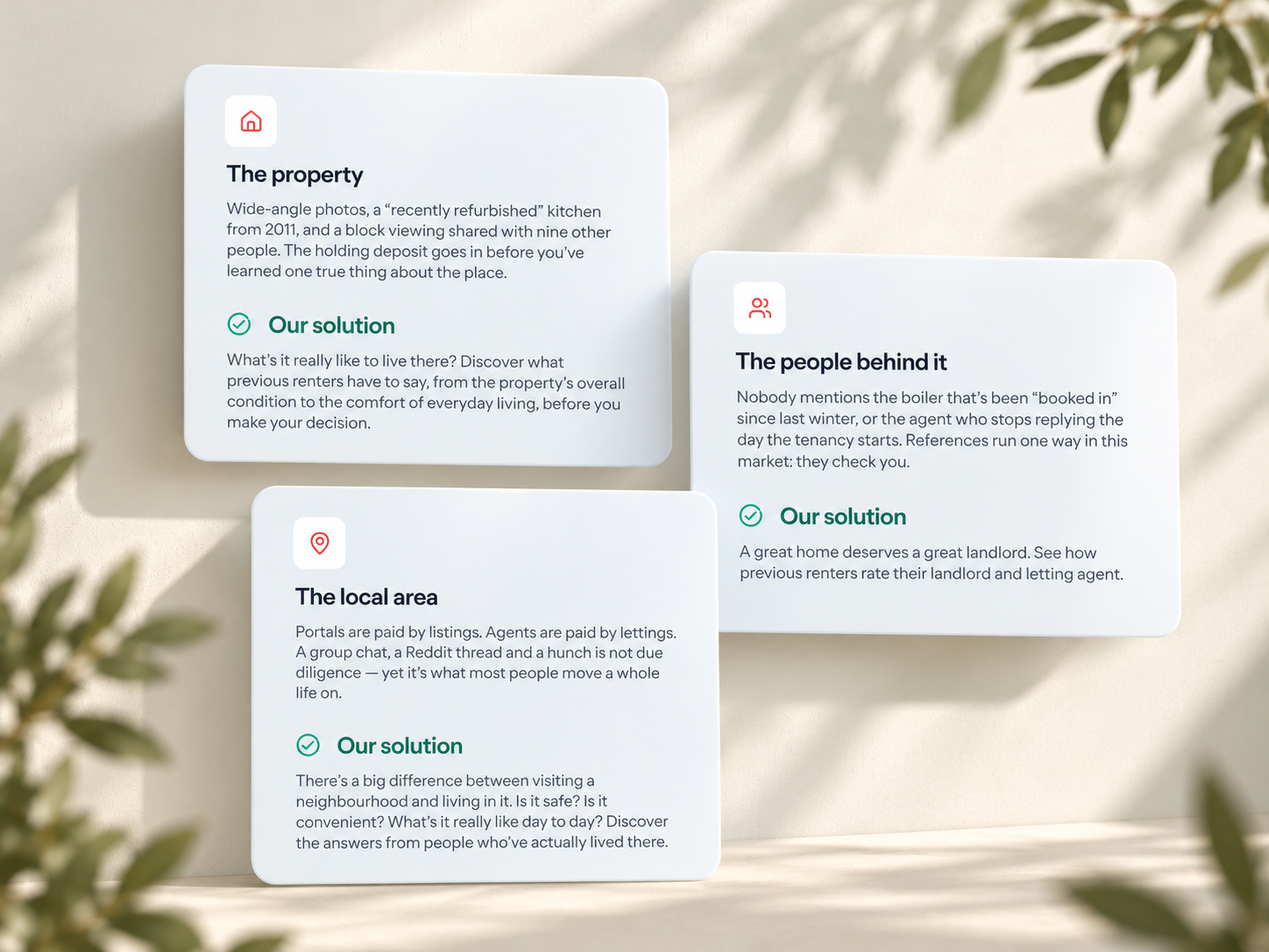 Trusty Living property, landlord, and local-area context panels