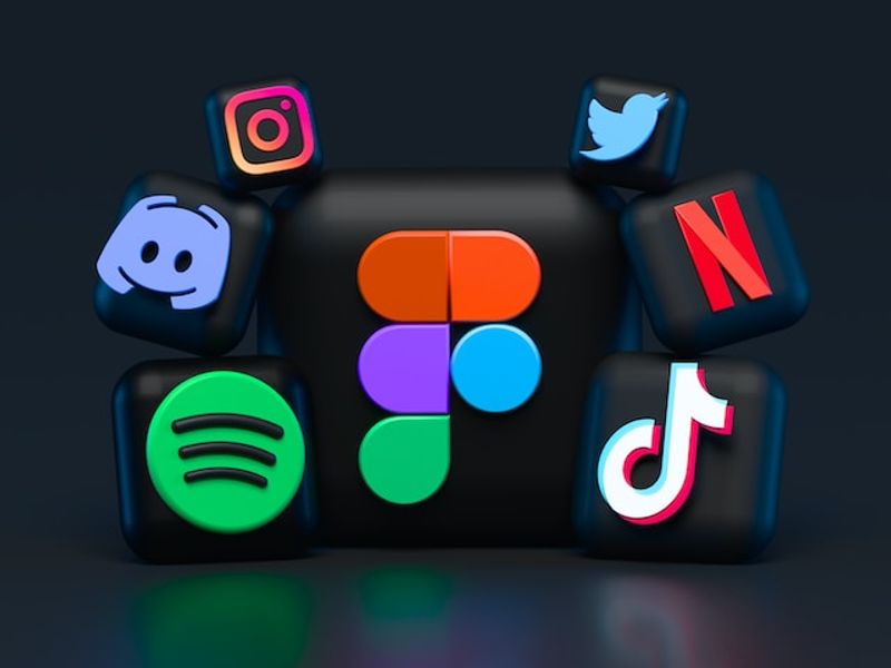 Social media icons arranged in a pattern