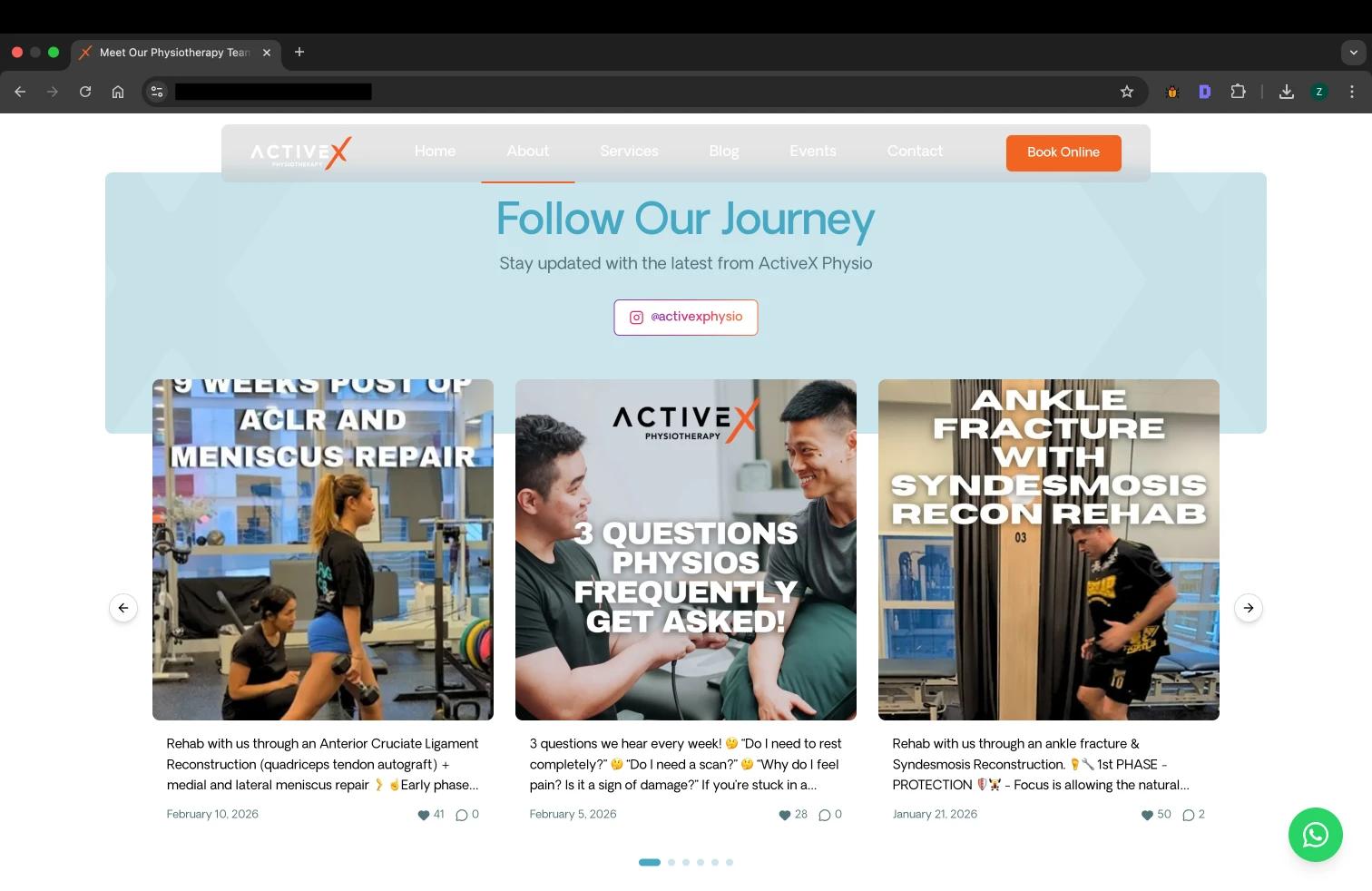 Custom Instagram feed and Google Reviews integration matching brand design