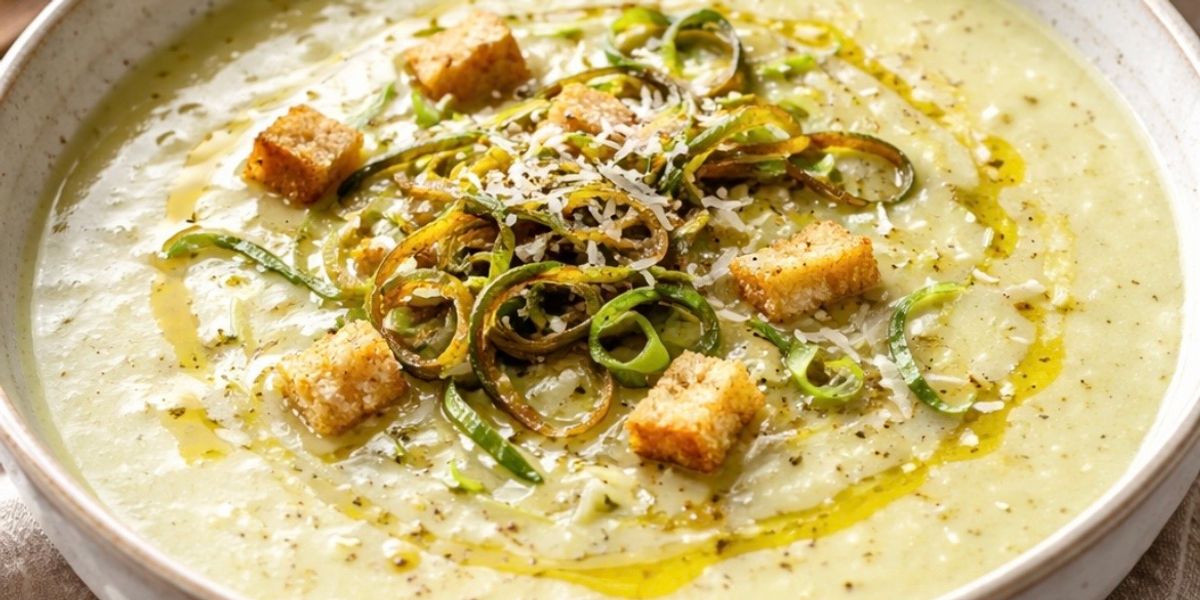 Velouté de poireaux et pommes de terre à la crème 