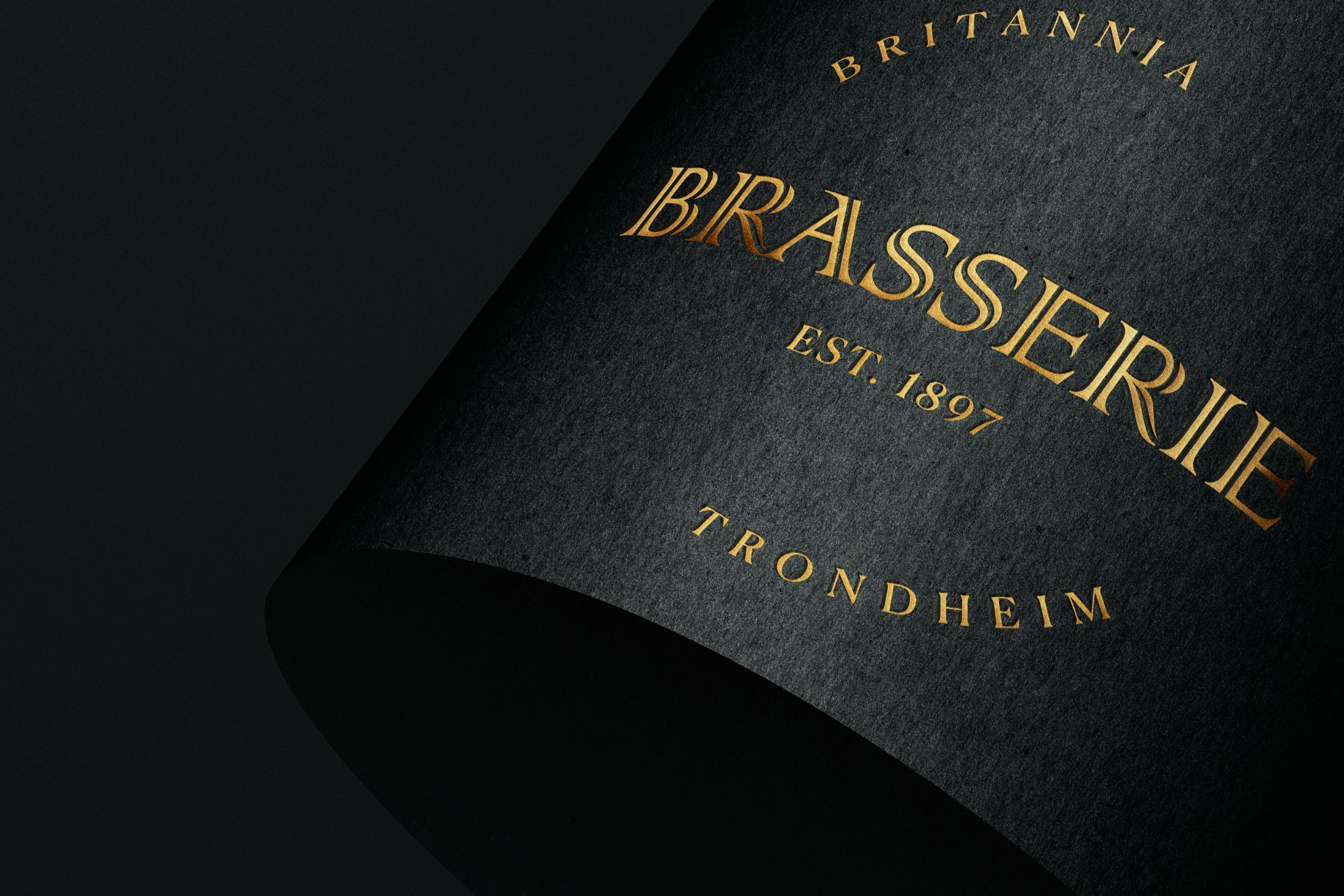 Brasserie Britannia tilgjengelig internasjonal restaurantmerkevare og visuell identitet av Nonspace