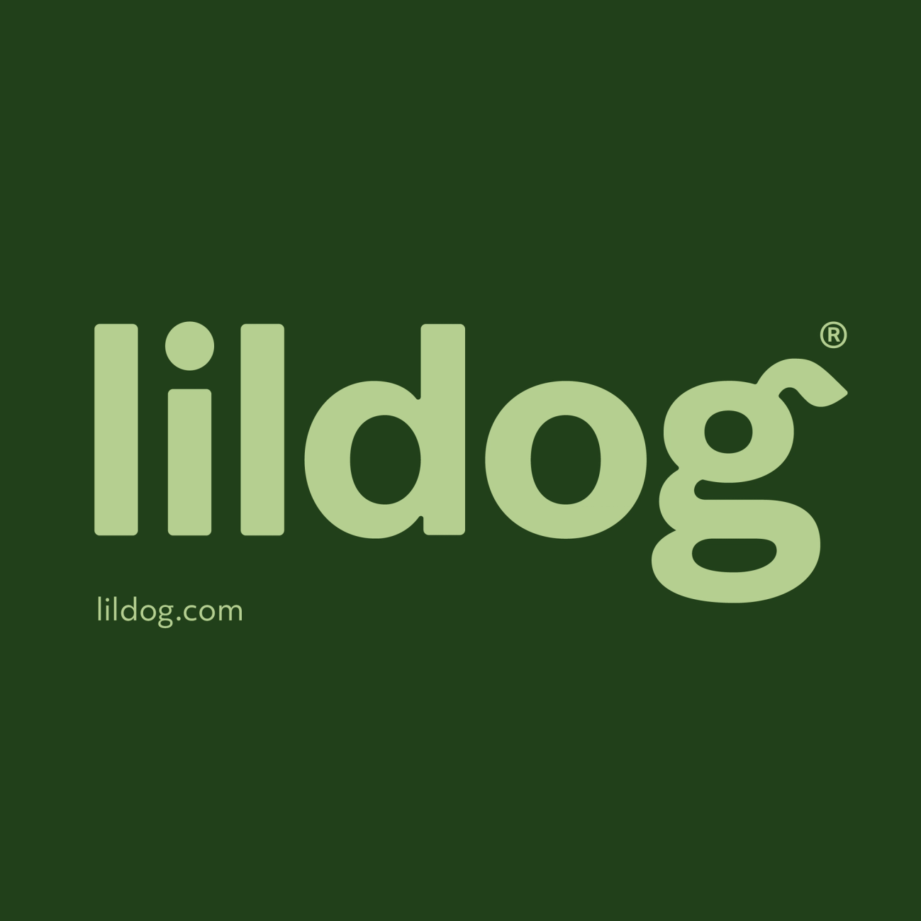 Lildog logo på mørkegrønn bakgrunn