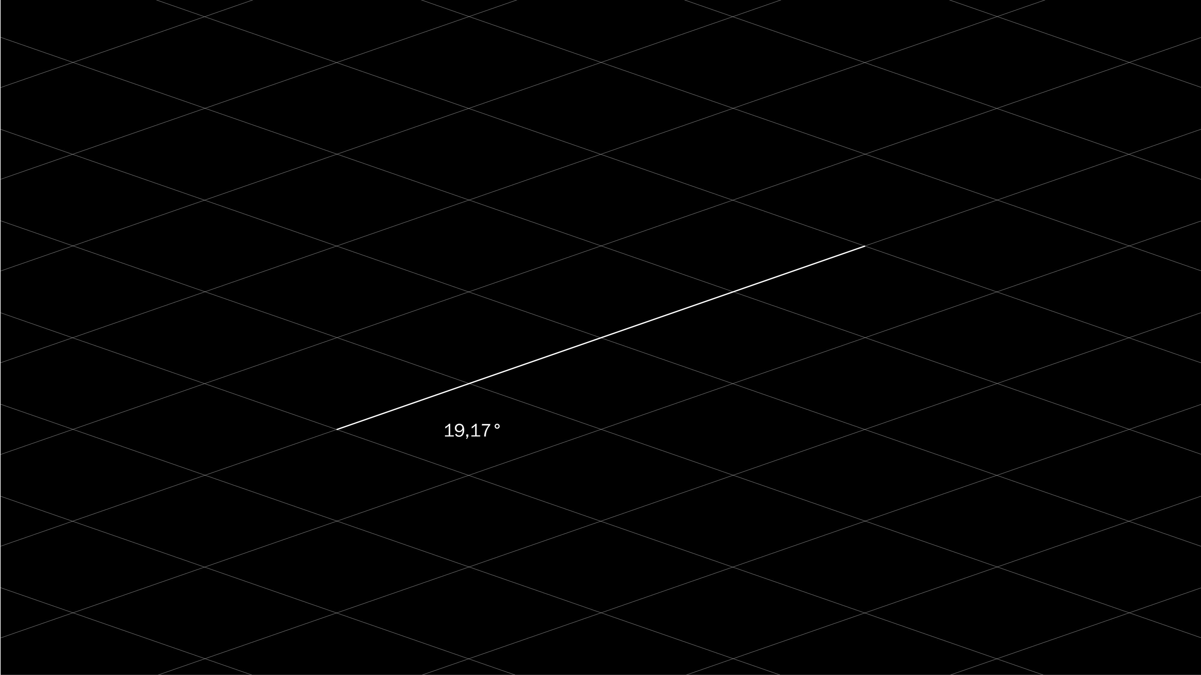 Angle graphic from Nonspace’s Rosenborg ‘Always Forward’ identity, showing a 19.17° line on a black geometric grid.