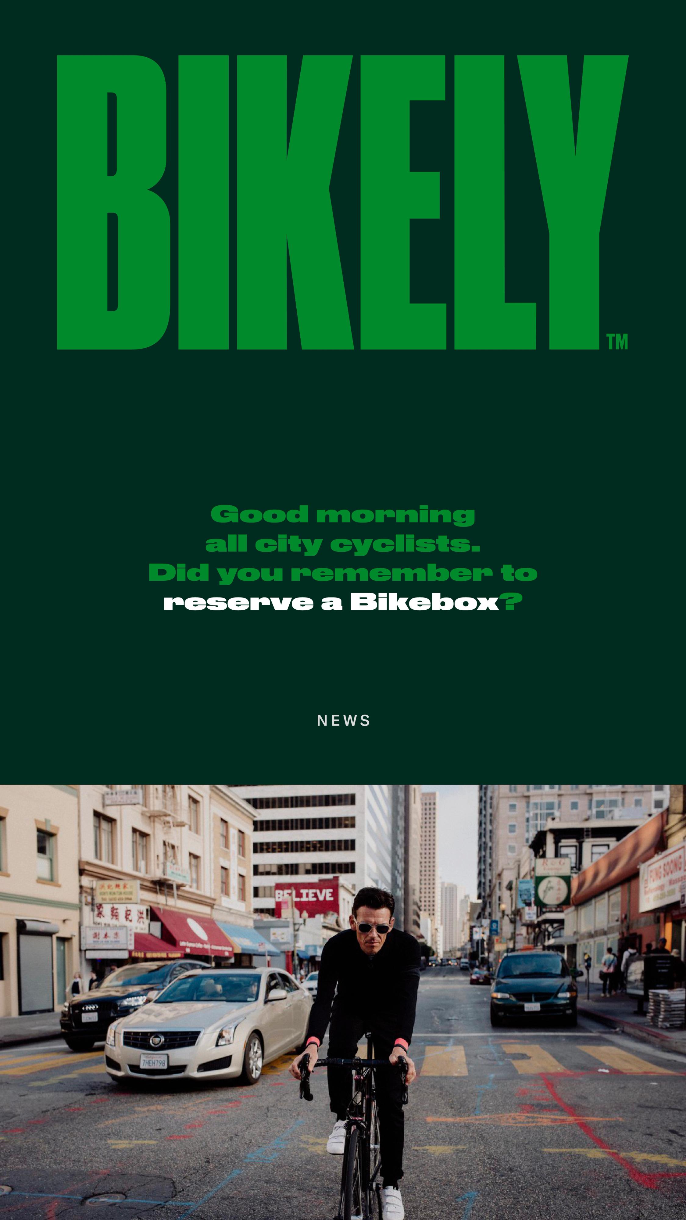 Bikely smart bike parking brand identity and digital platform by Nonspace