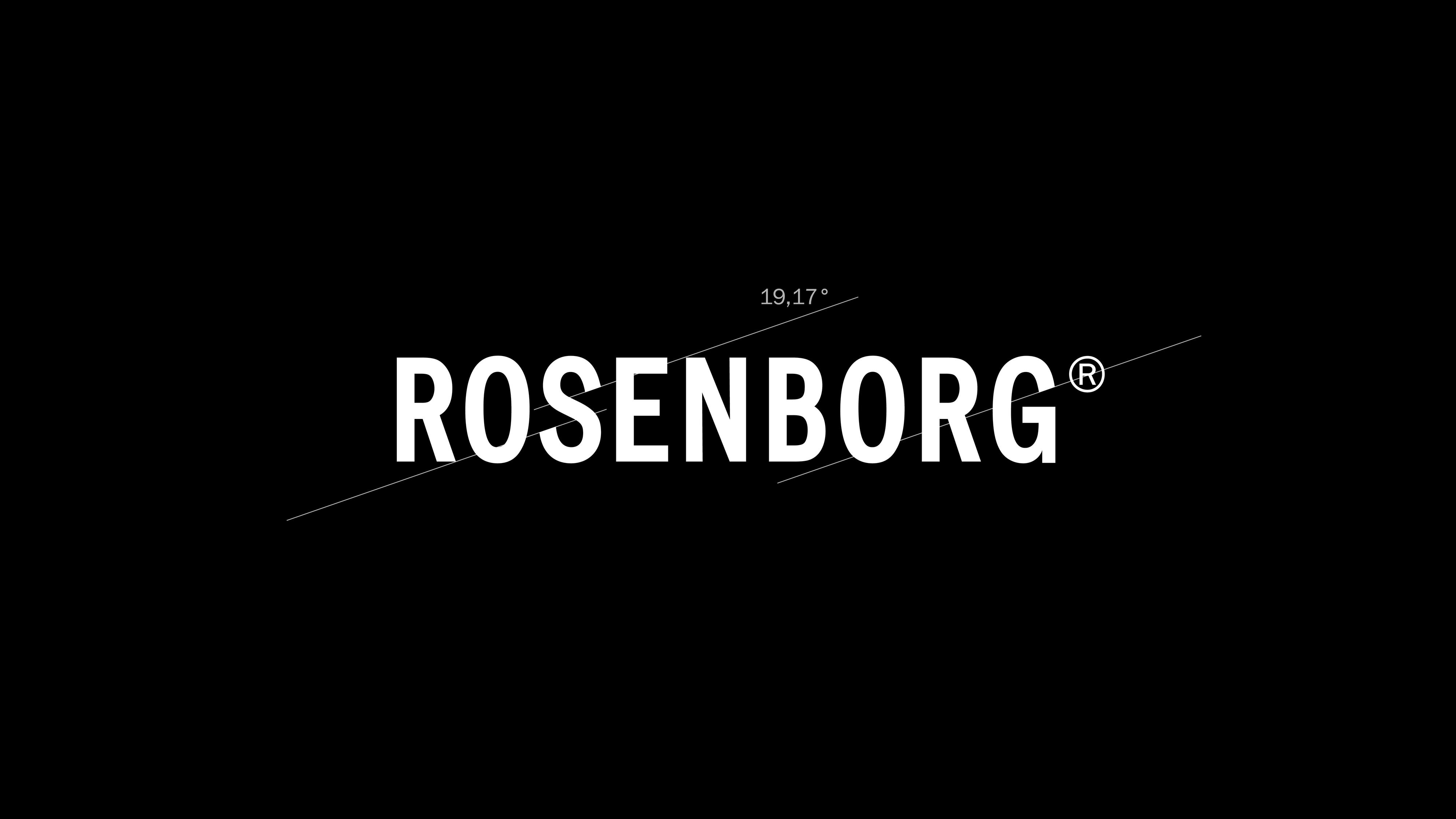 Rosenborg Ballklub wordmark with 19.17° identity angle, from Nonspace’s ‘Always Forward’ visual identity system for RBK.