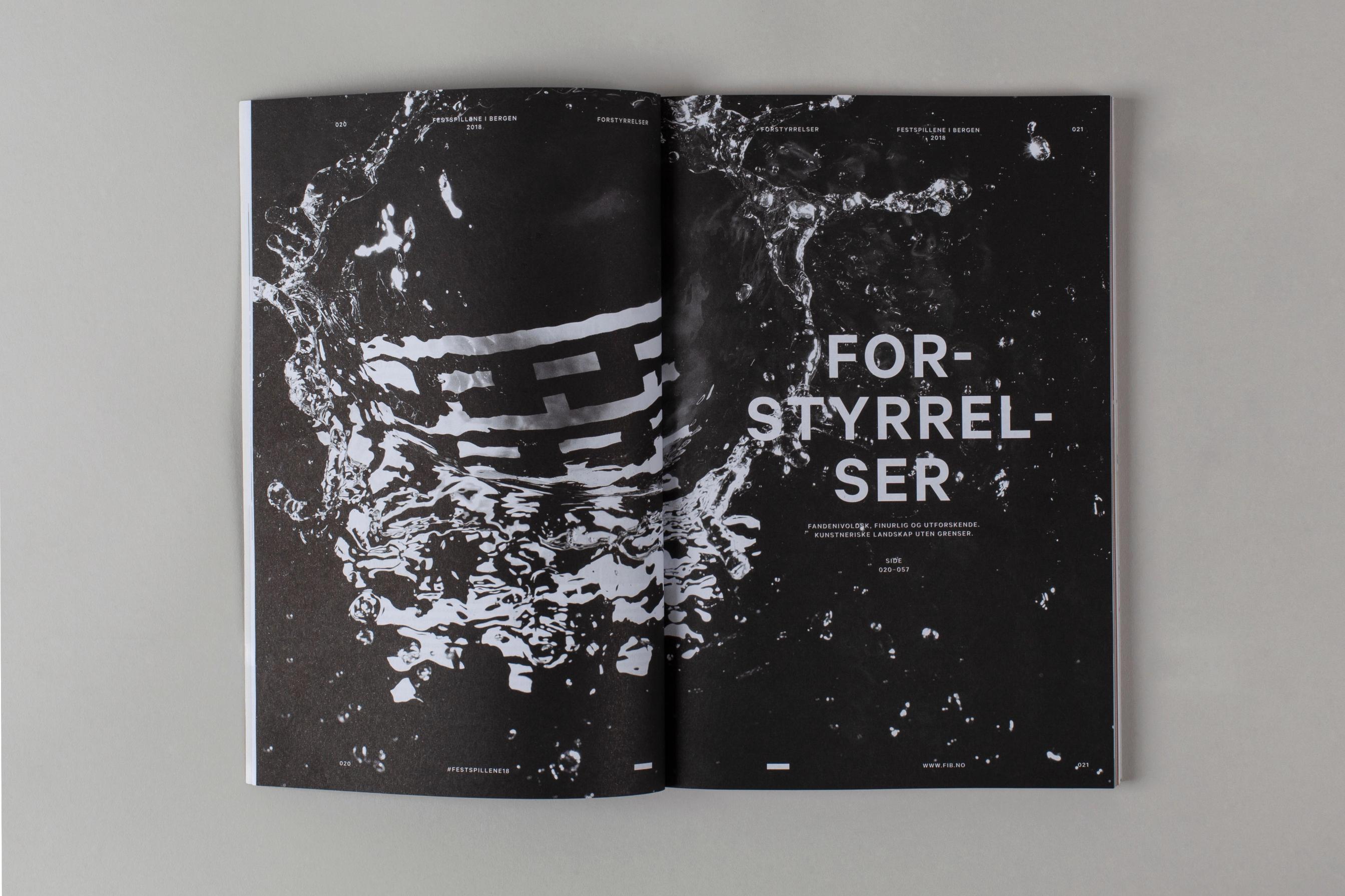 Detail from the 2018 festival programme, where sound breaks up the Bergen International Festival pattern, by Nonspace
