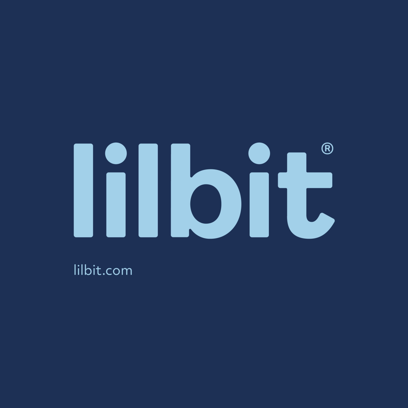 Lilbit logo på mørk marineblå bakgrunn