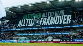 Foto of Øvre Øst at Lerkendal with the ALLTID FRAMOVER Tifo