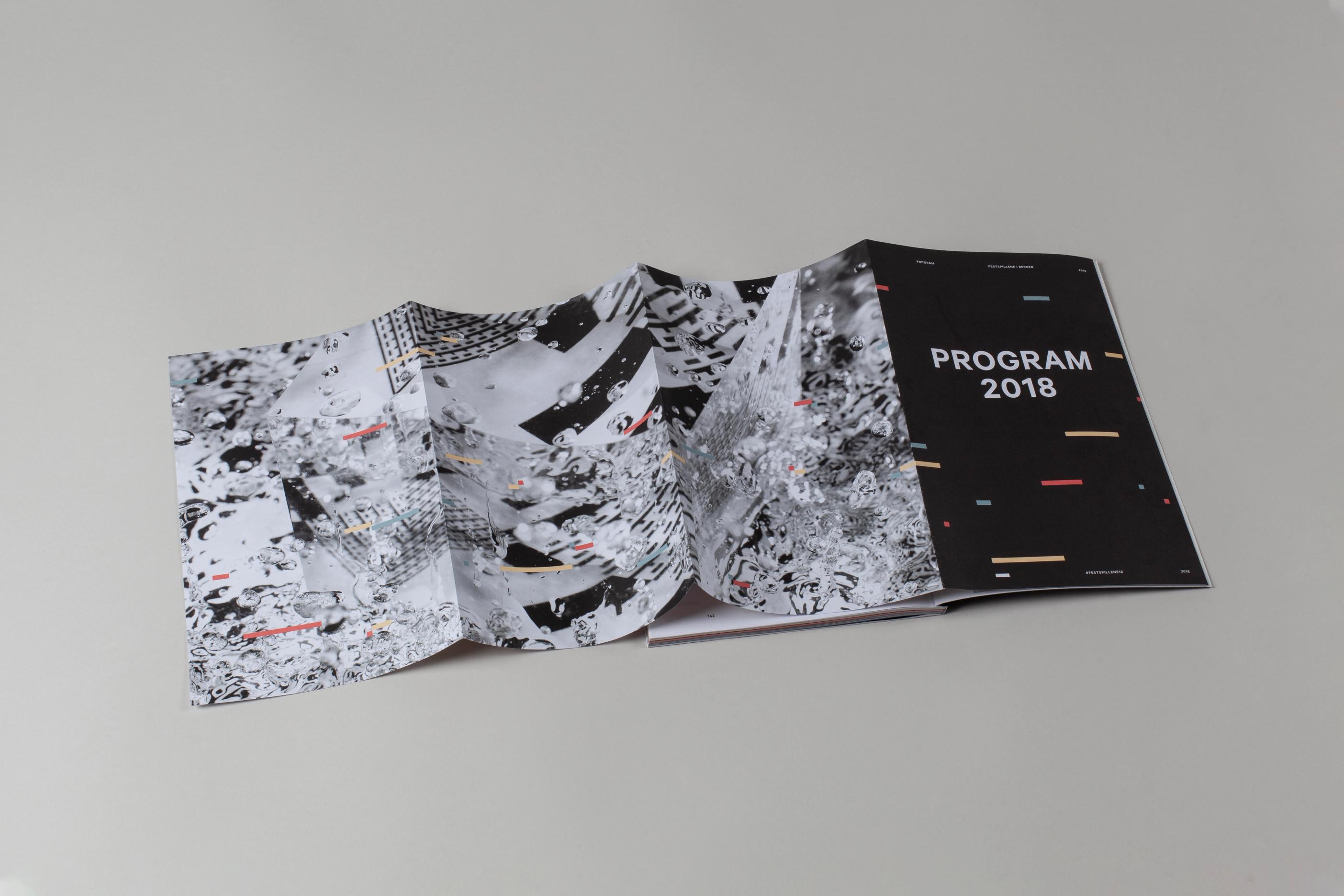 The 2018 Bergen International Festival programme with festival graphics made from water and sound, by Nonspace