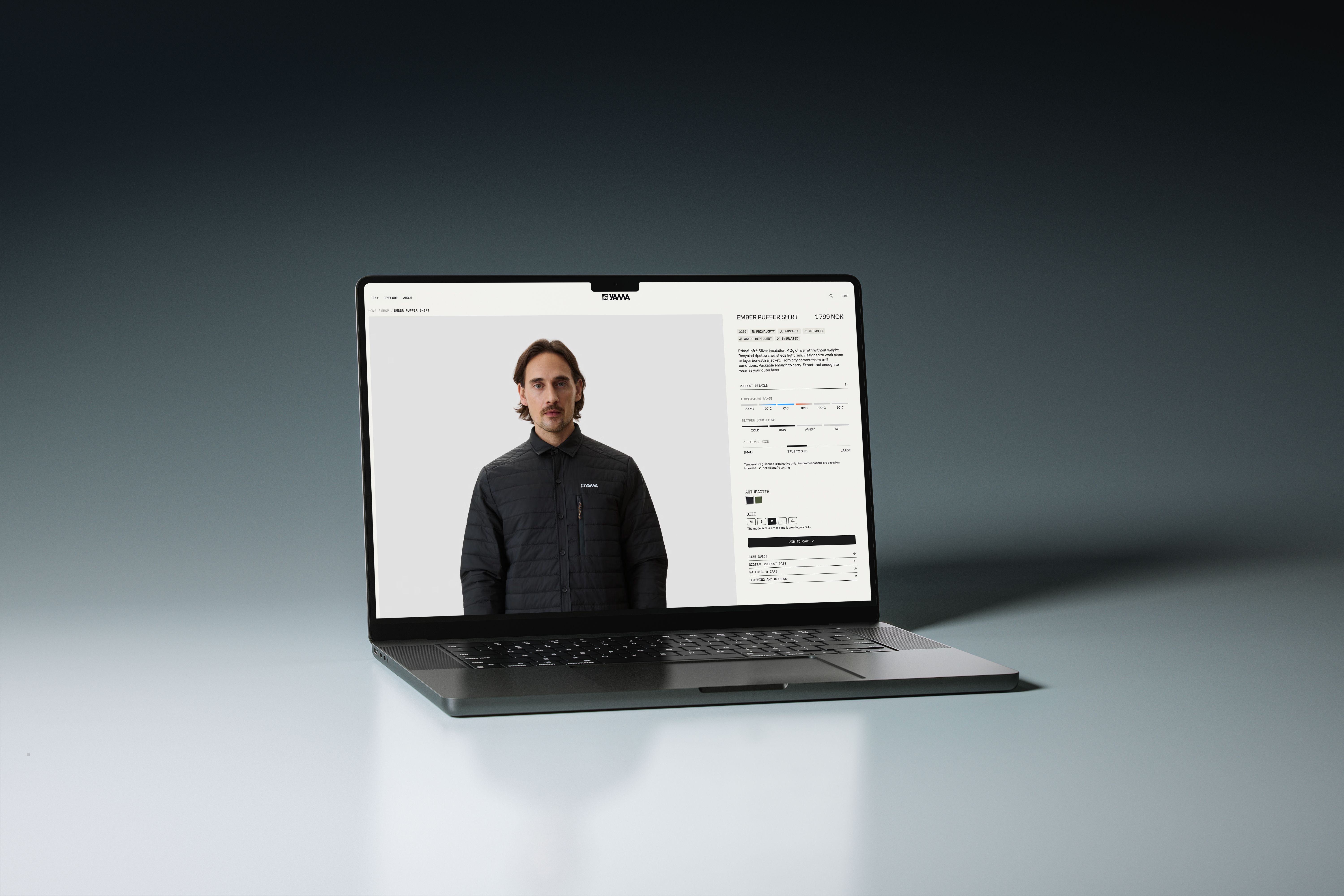 Yama e-commerce website and brand identity — circular outdoor fashion platform by Nonspace