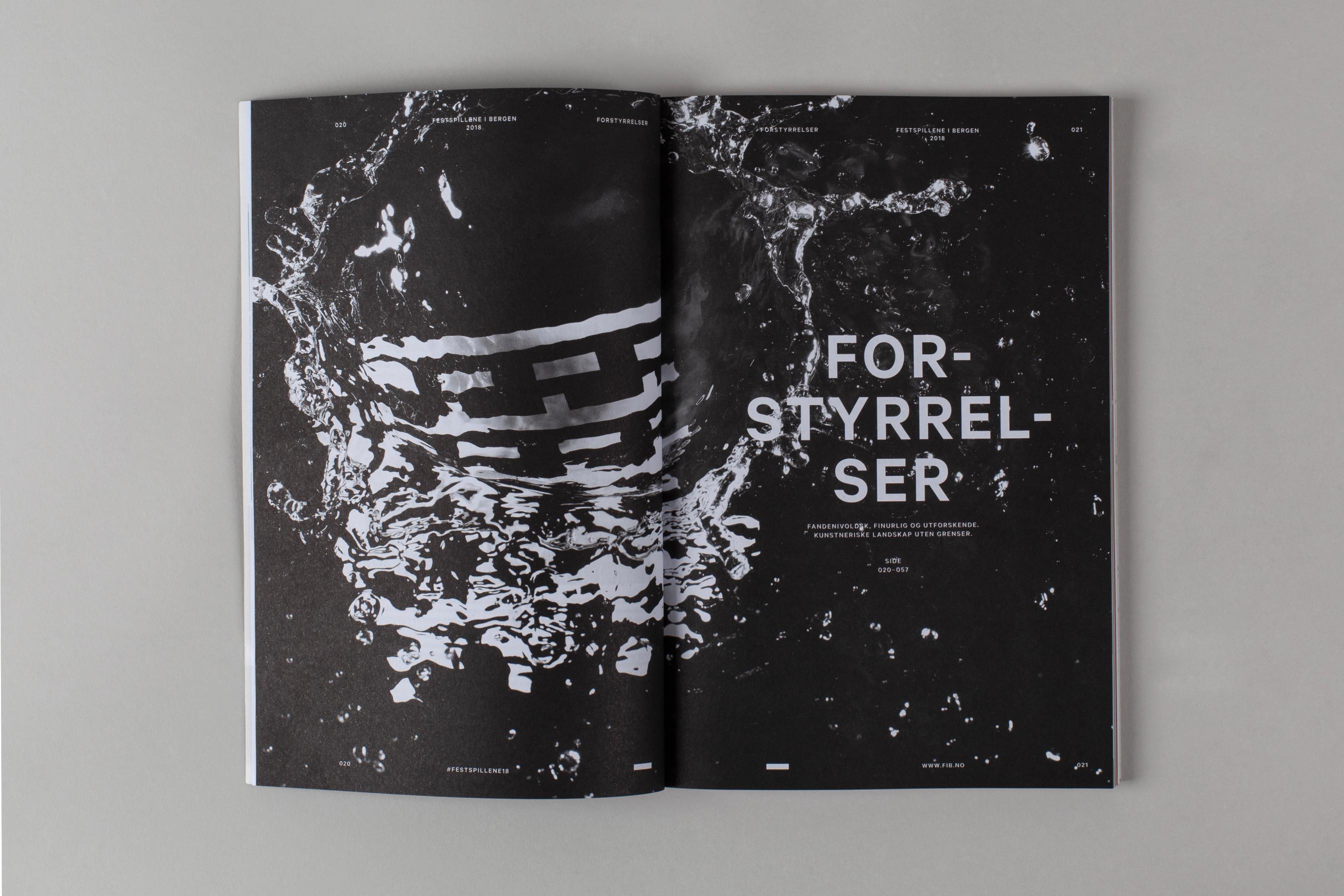 Detail from the 2018 festival programme, where sound breaks up the Bergen International Festival pattern, by Nonspace