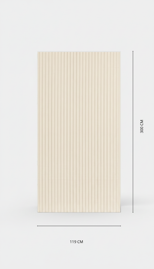 Beige Fluted MCM Wandpaneel 295x115 alternatief
