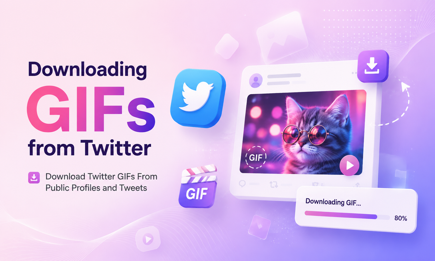 TwitterView interface showing profile parsing and tweet parsing paths for downloading Twitter GIFs