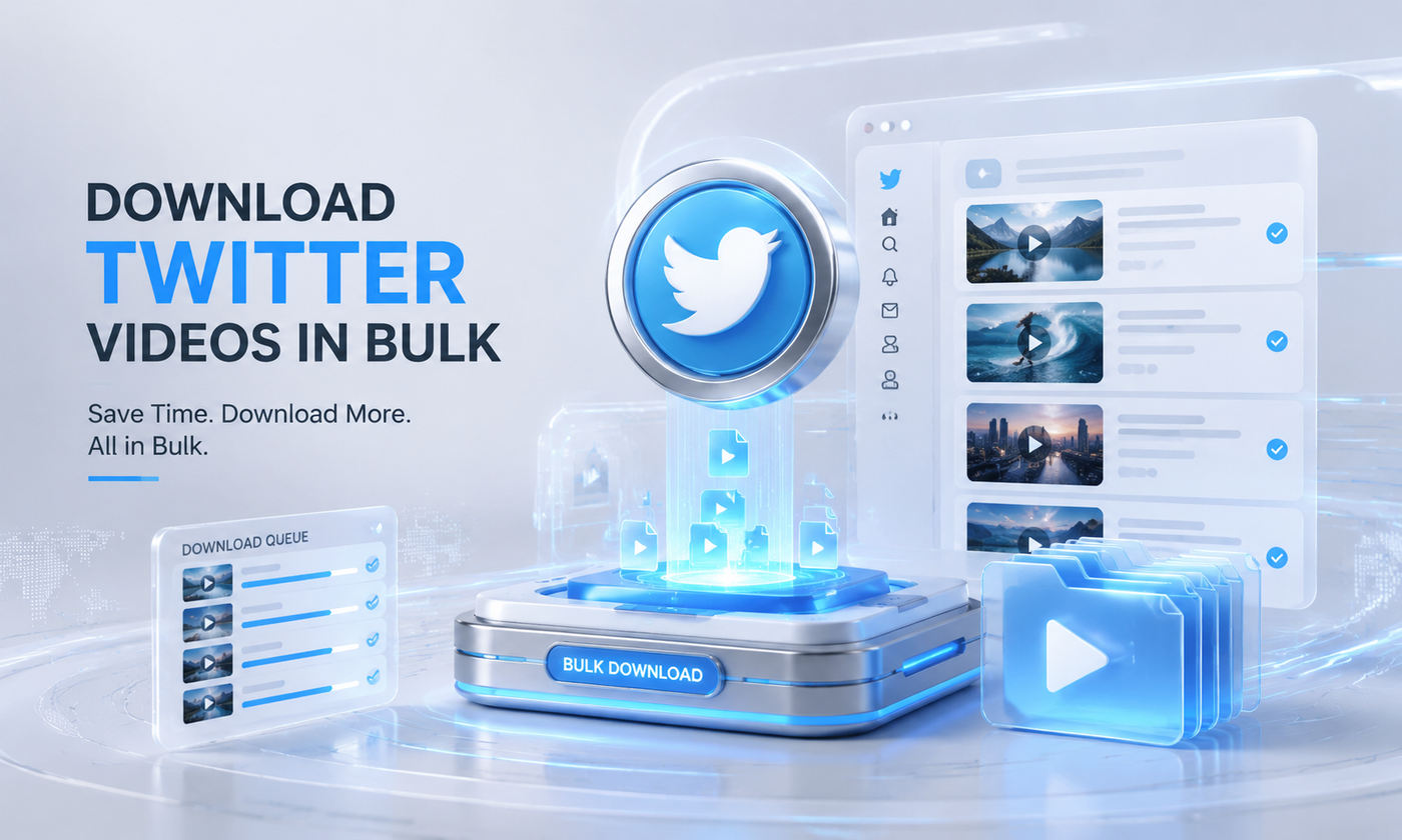 Twitter Profile Viewer media view filtered to videos for bulk downloading