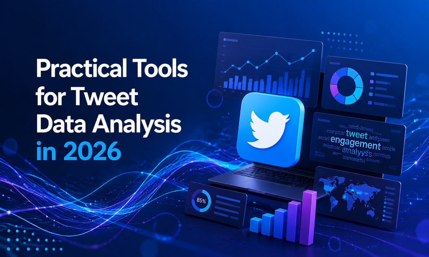 Analyst reviewing exported public tweet data in a spreadsheet and chart workflow