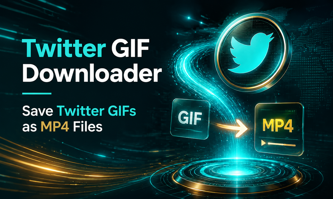 Twitter GIF download workflow showing a public GIF-style post saved as an MP4 on desktop and mobile