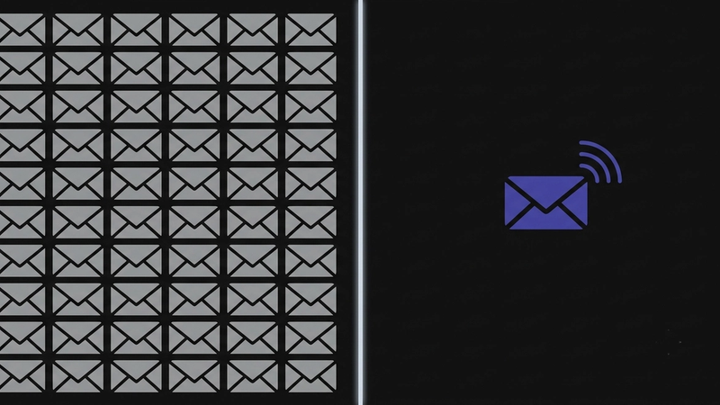 A comparative image showing AI-generated bulk email vs targeted signal based outreach message