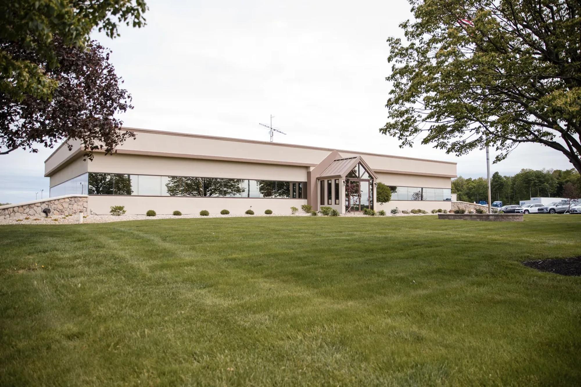 Dick Lavy Trucking headquarters building exterior in Bradford, Ohio