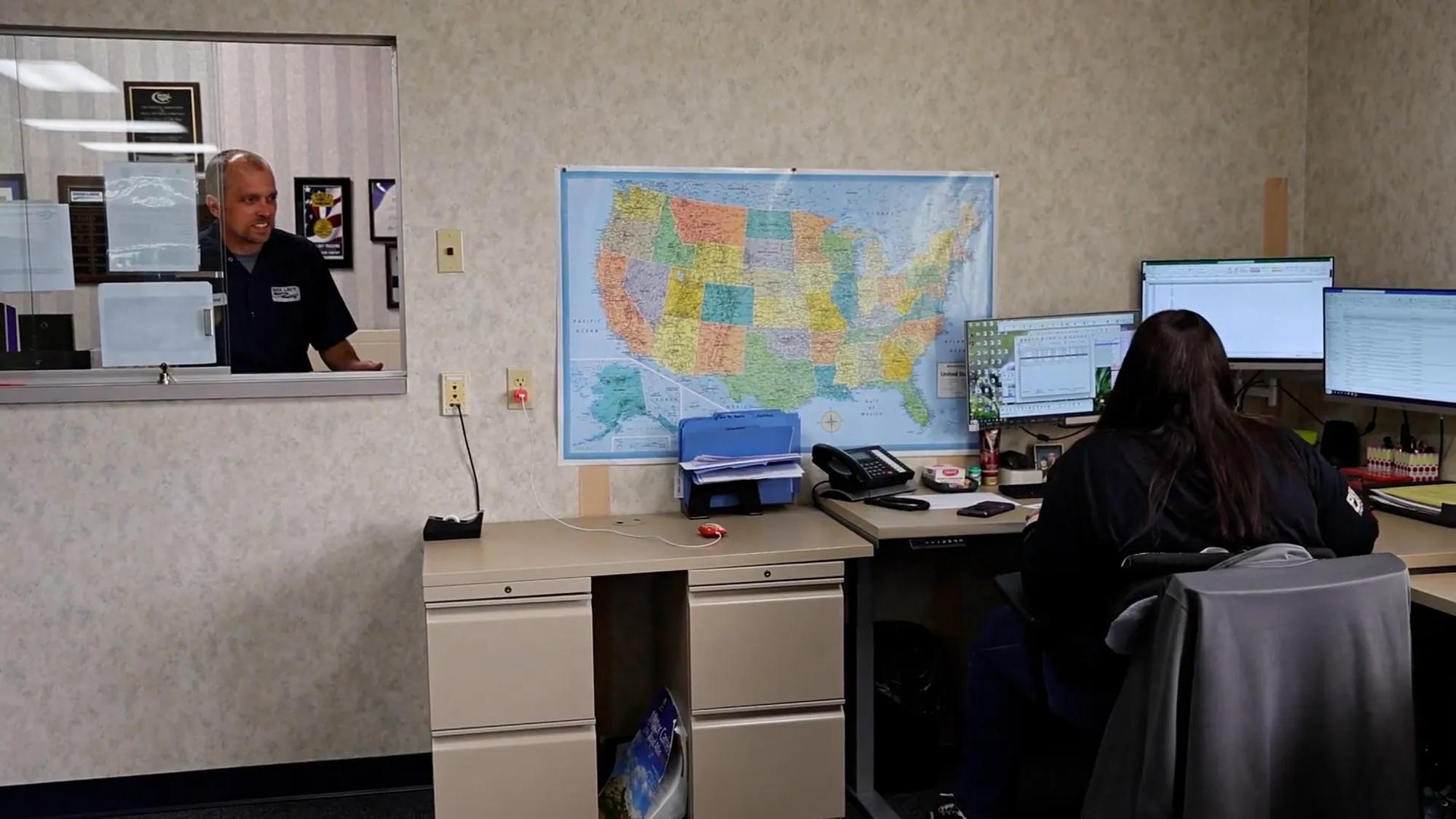 Dick Lavy Trucking dispatch team working in the Bradford, Ohio office